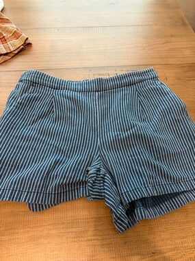 J. Crew Factory Navy and White Striped High-Waist Shorts